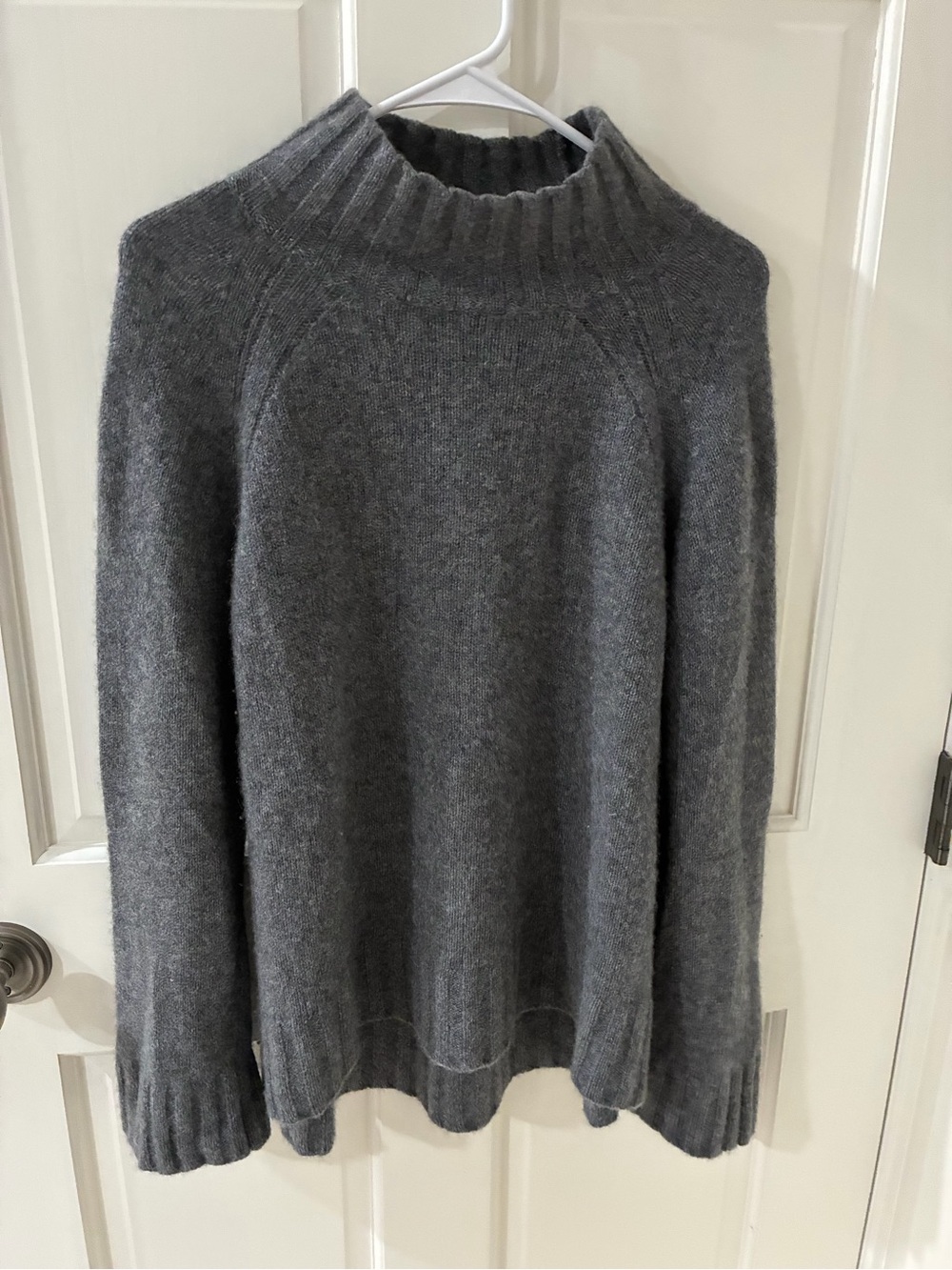 360 Cashmere Ribbed Mock Neck Sweater - Charcoal Gray